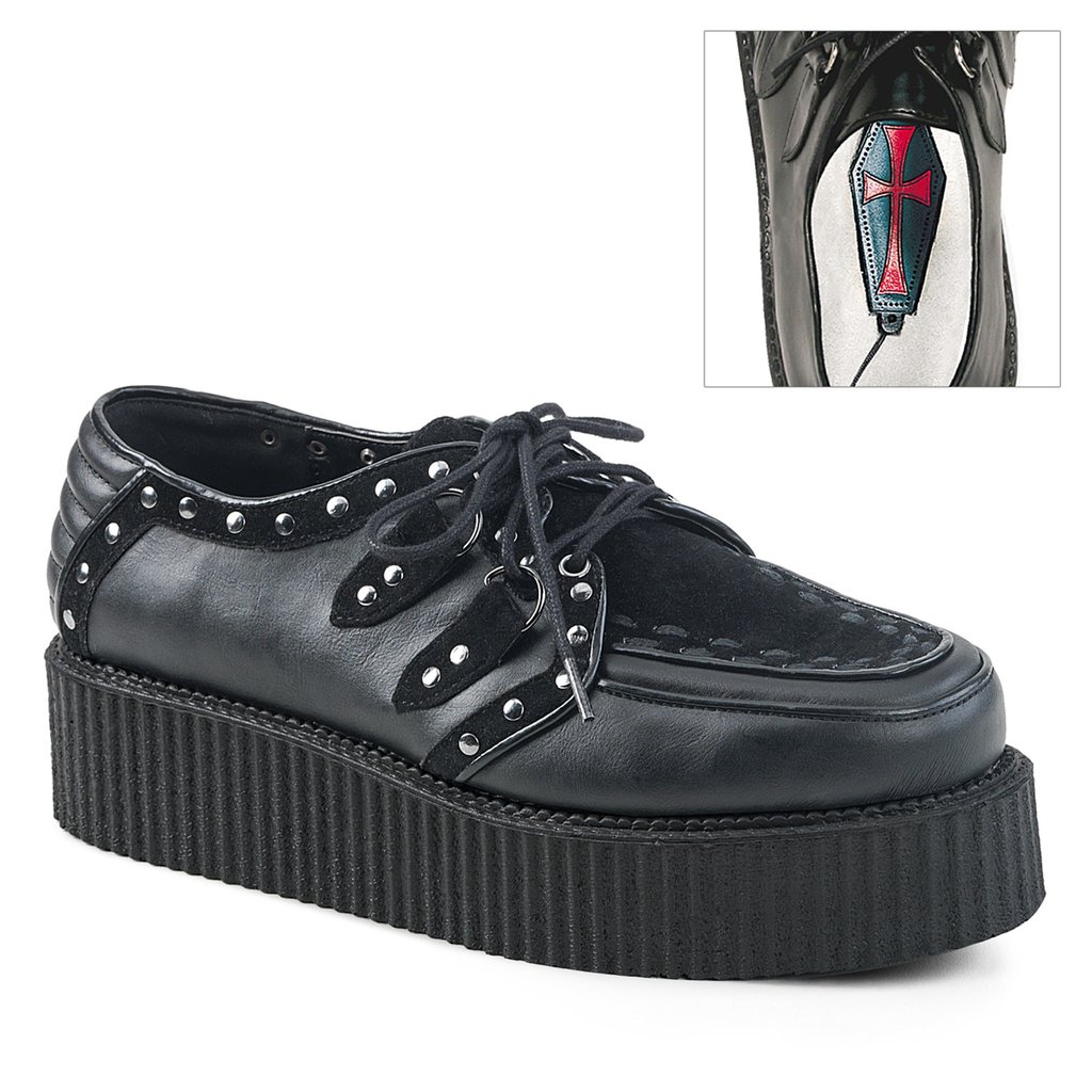 Creepers Demonia V Creeper 535 Vegan Cuir Homme - Noir 18039-YRNI